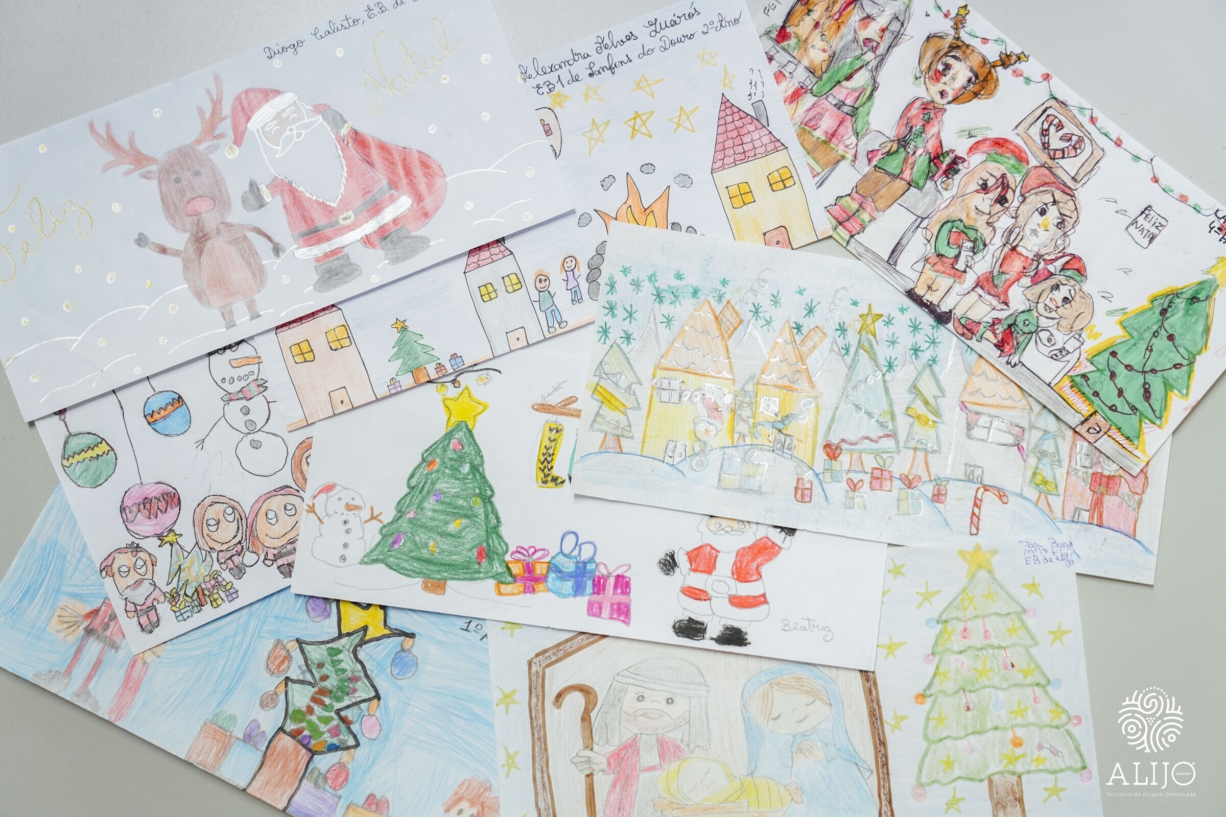 Alunos do 1º ciclo desenham Postais de Natal do Município de Alijó