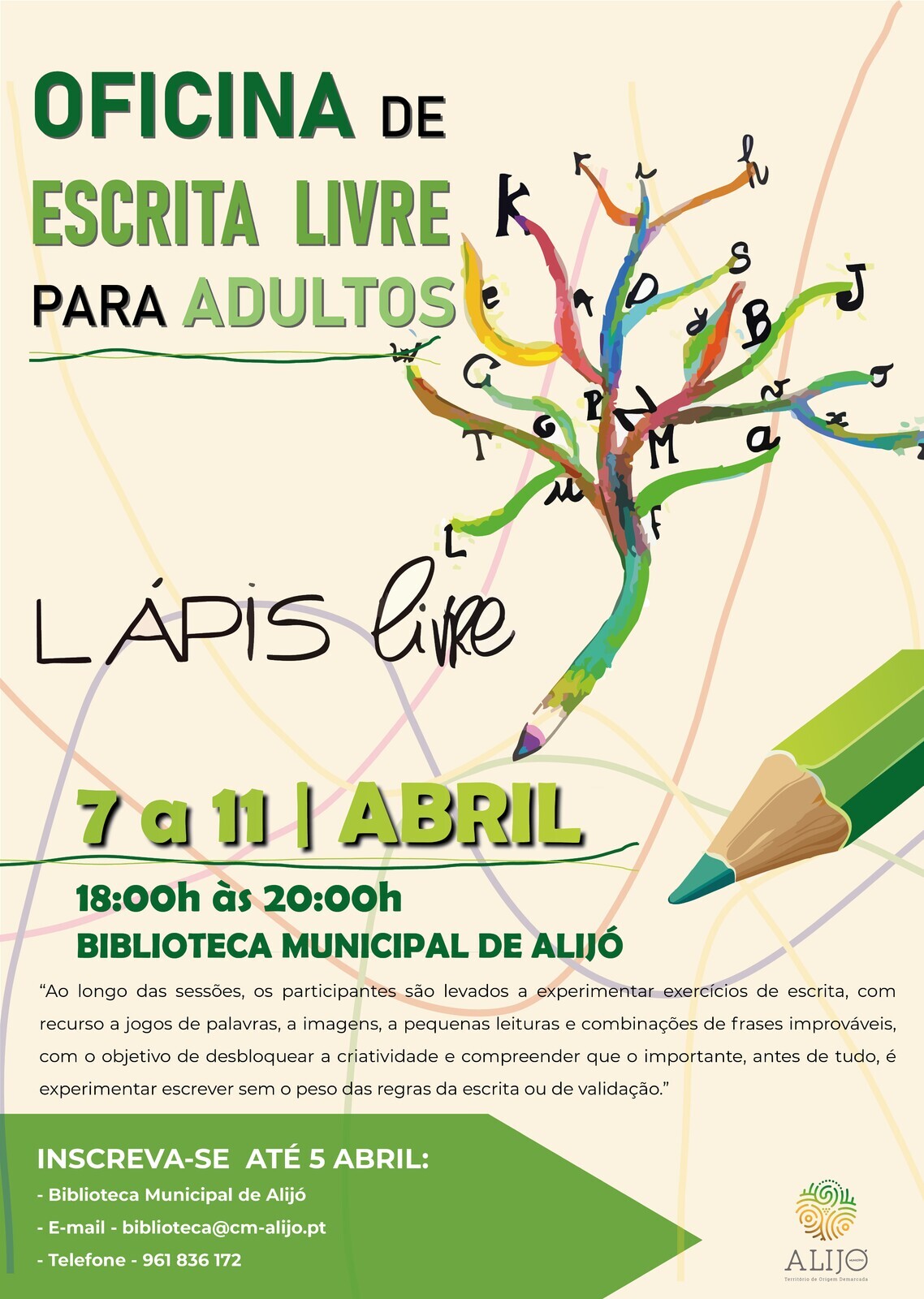 Oficina de Escrita Livre para Adultos: Inscrições abertas