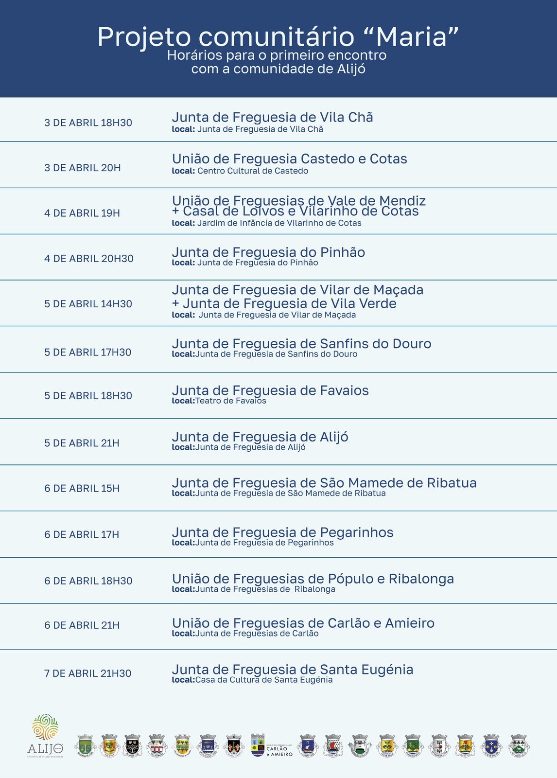Projeto cultural Maria: Encontros nas freguesias abertos a todos os interessados