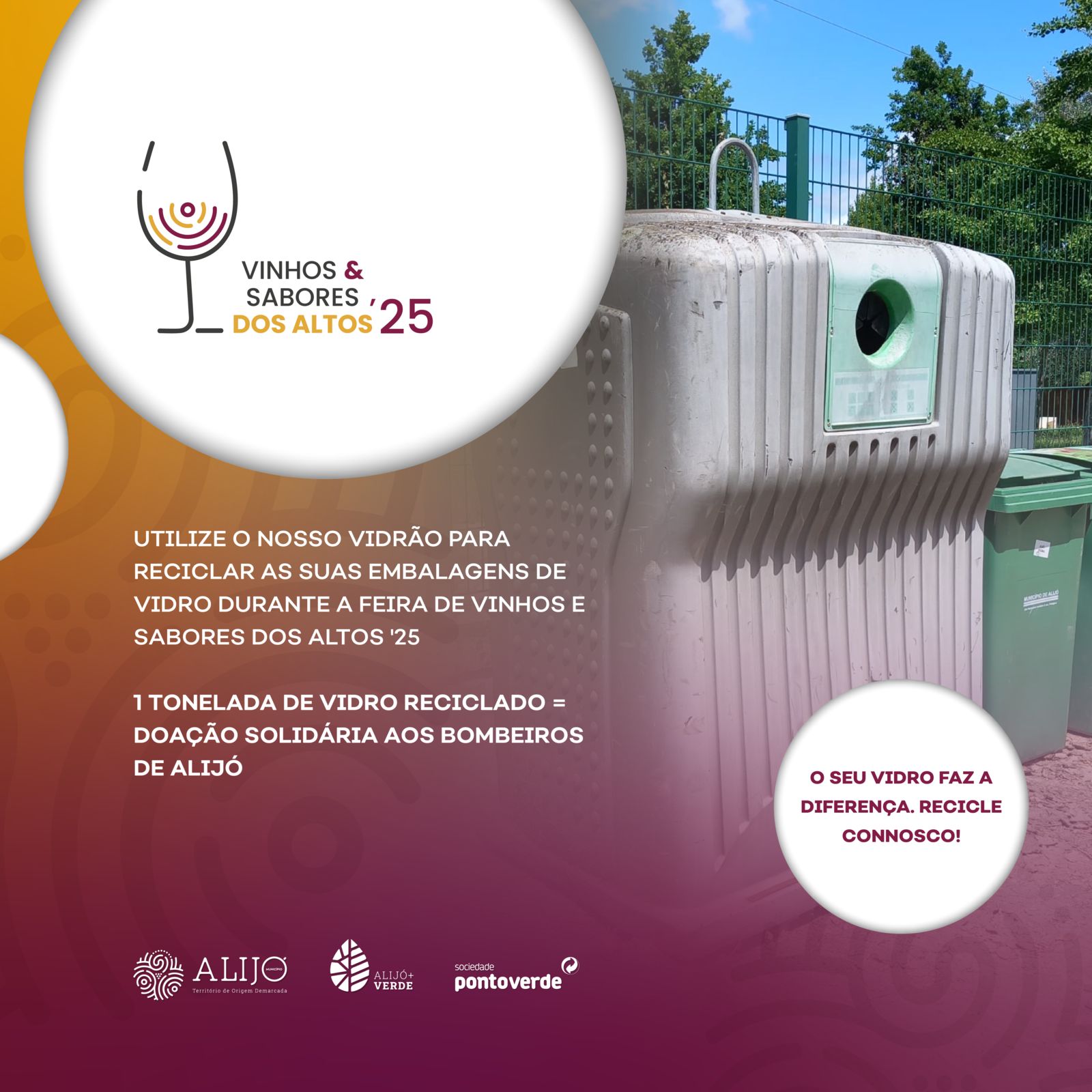 Feira dos Vinhos e Sabores dos Altos: Recicle vidro e contribua para uma causa solidária