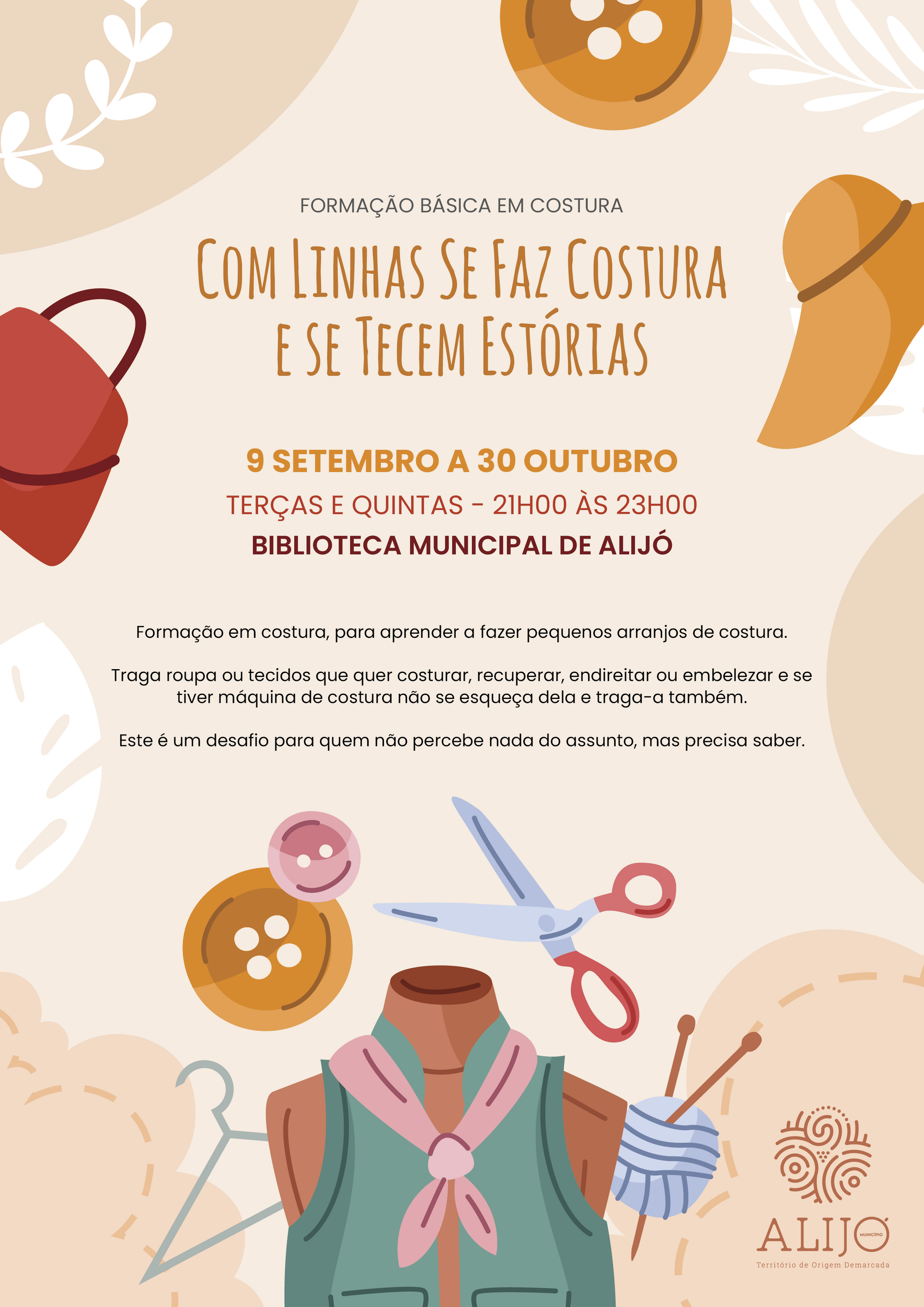 Formação em Costura em setembro e outubro: inscrições abertas