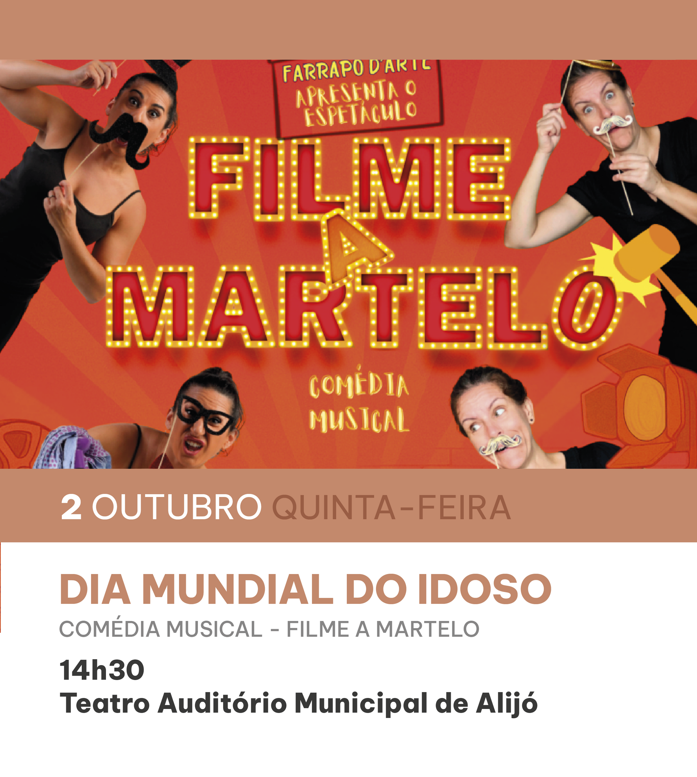 Dia Mundial do Idoso: Comédia musical no Auditório Municipal com entrada livre